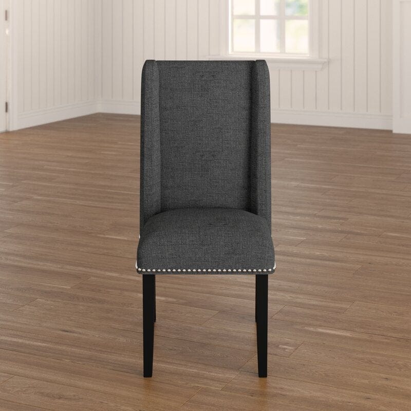 Wooden Back Side Dinning Chair in Medium Gray
