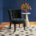 Wooden Teak Wood Wide Tufted Side Chair