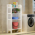 Washing Machine Side Open Bathroom Accessories Storage Shelf in PVC Board With Free Soap Dish By Miza