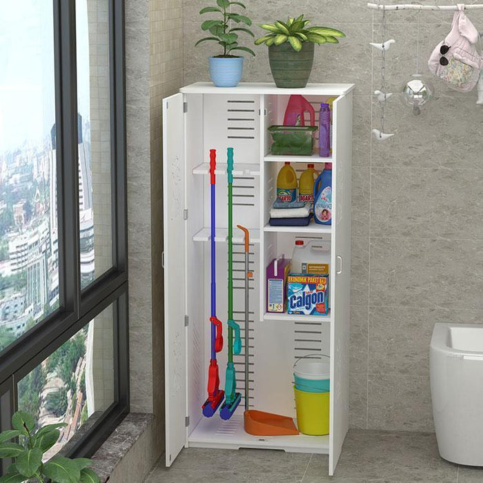 H184154049e8c4f57a79836e86d34de98s.jpg Floor Standing PVC MOP Open Shelf Bathroom Accessories Storage Waterproof Bathroom Cabinet - Image 1