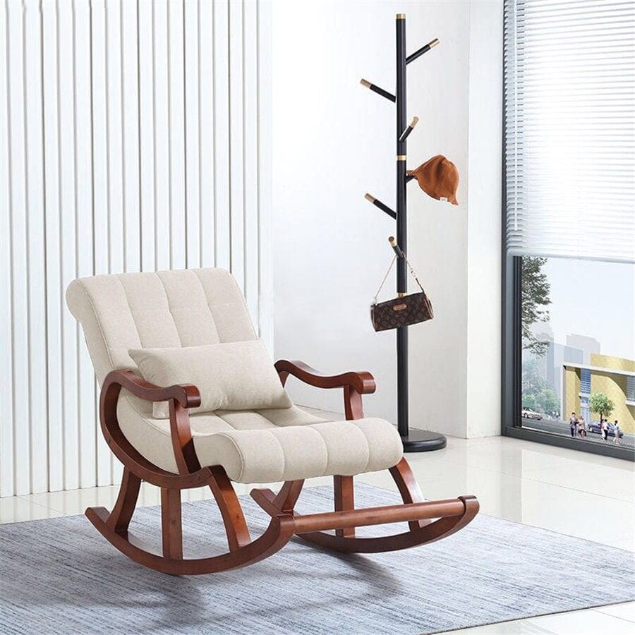 Wooden Rocking Chairs - Warren Tufted Rocking Chair - White