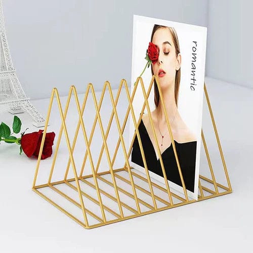 Triangle Shaped Decorative Metal Desktop Magazine Holder 1pc