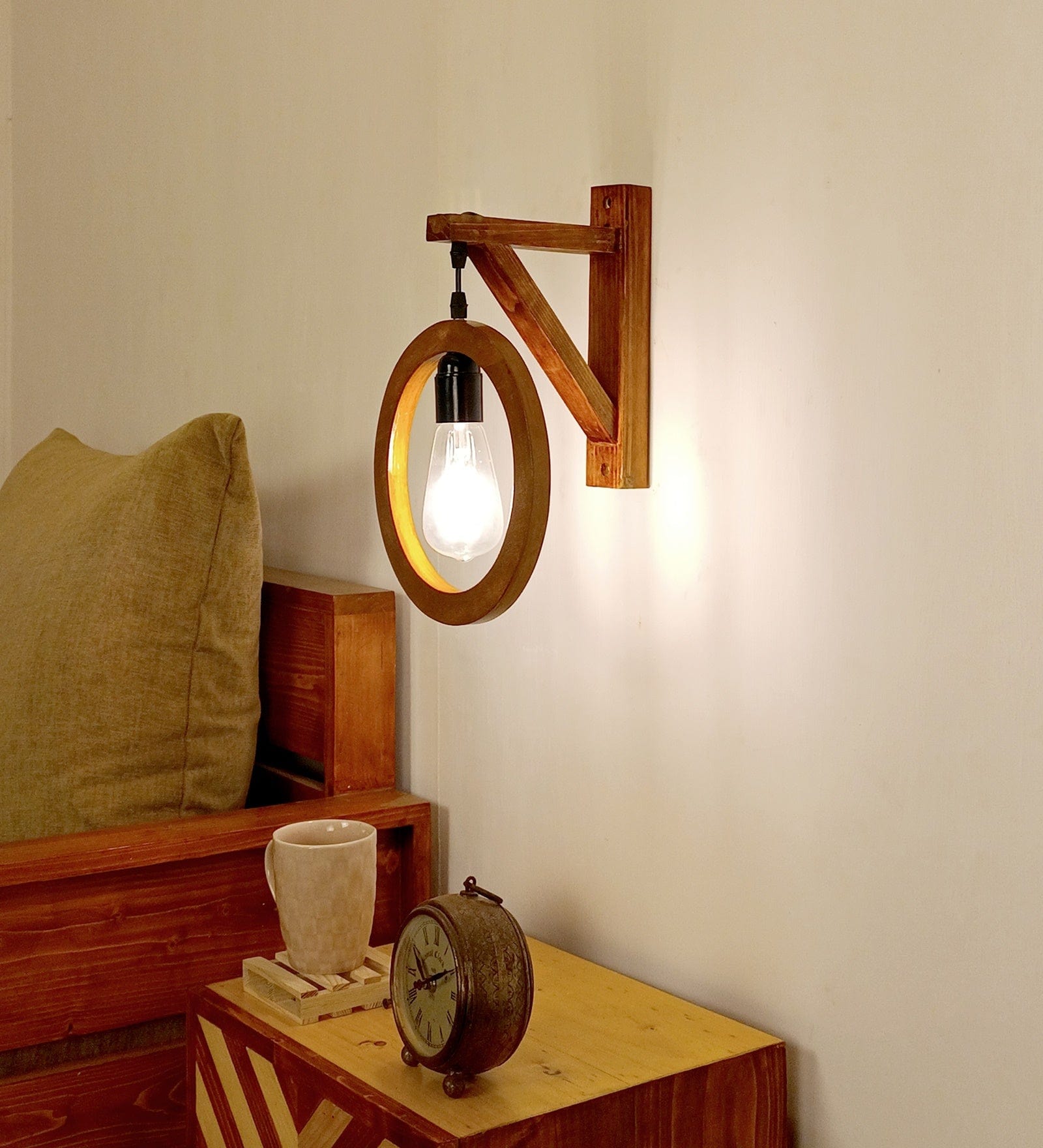 Halo L Brown Wooden Wall Light (BULB NOT INCLUDED)