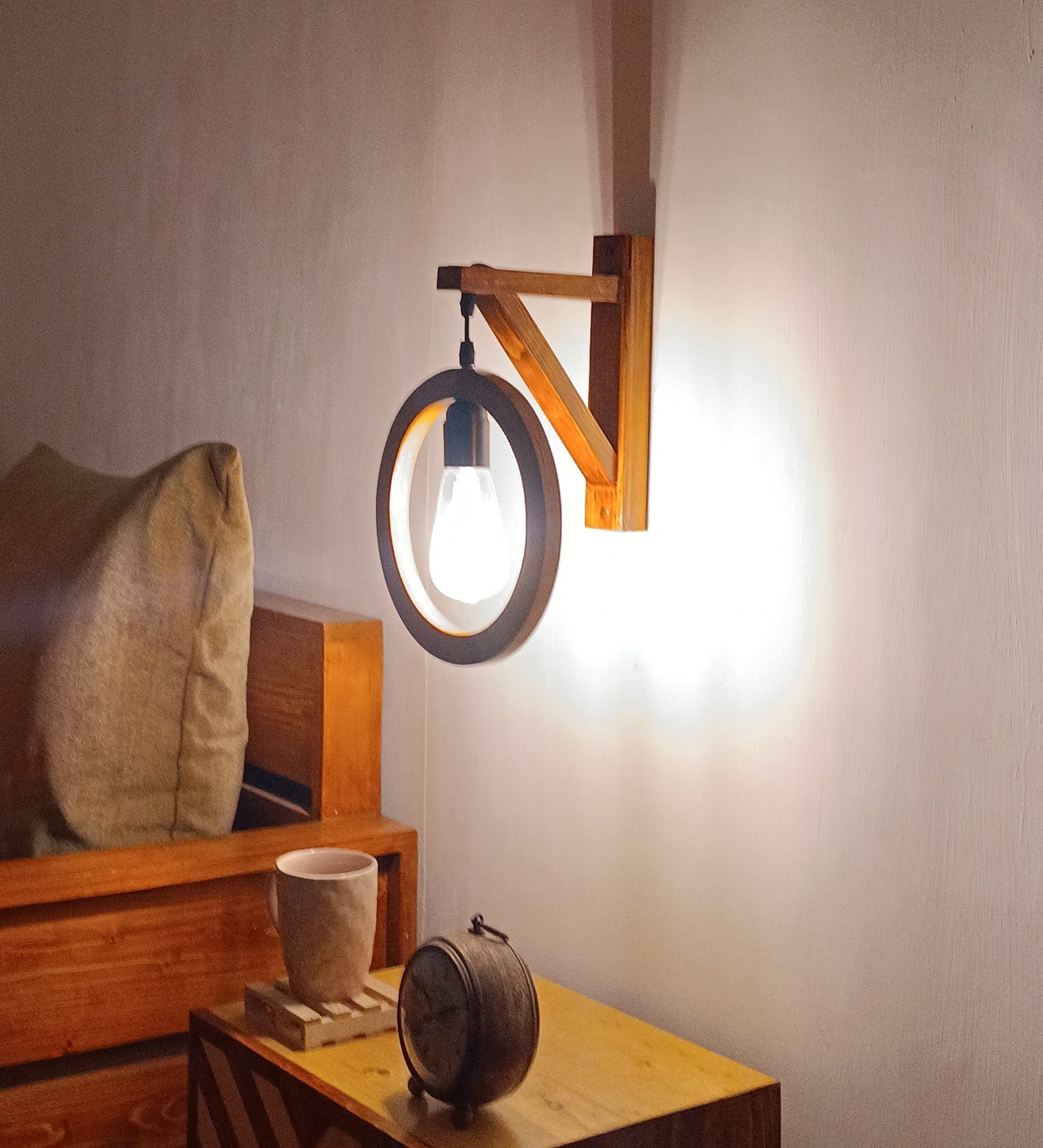 Halo L Brown Wooden Wall Light (BULB NOT INCLUDED)