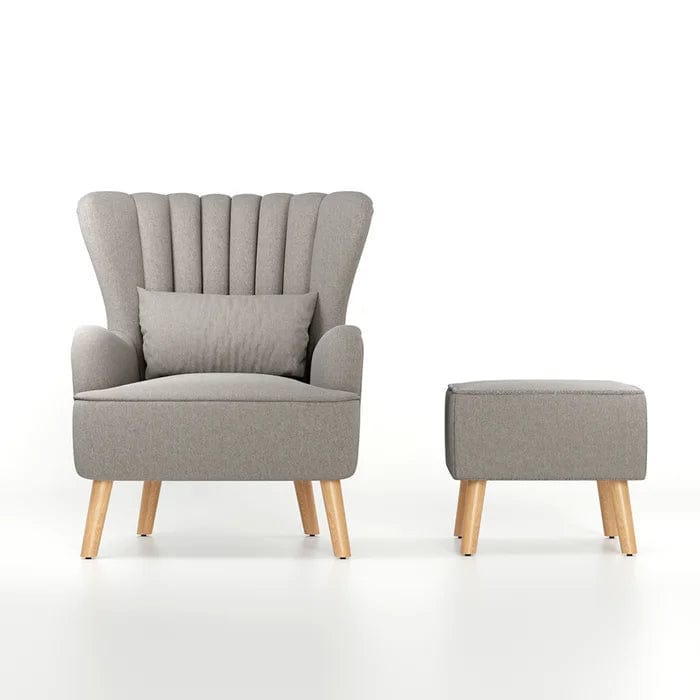 Harden Wide Tufted Wingback Chair and Ottoman