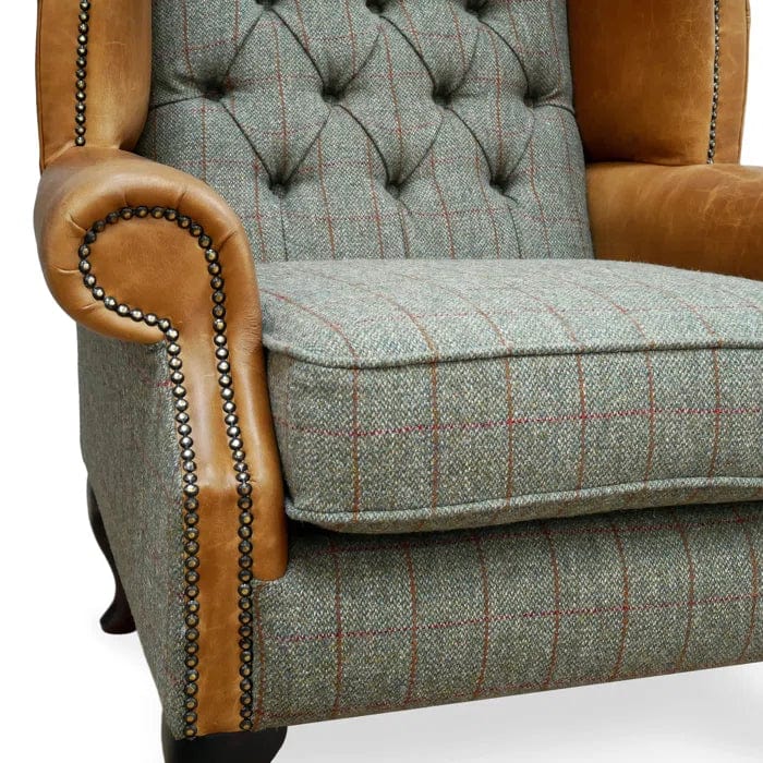 Harrisonville Upholstered Wingback Chair & Footrest