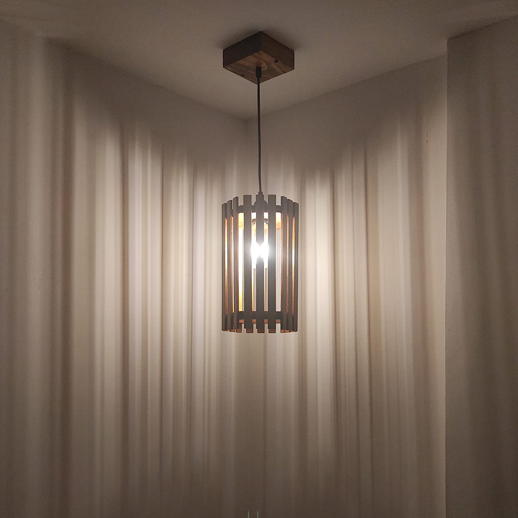 Hexa Brown Wooden Single Hanging Lamp