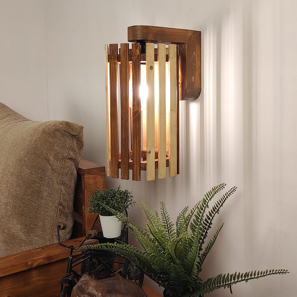 Hexa Brown Wooden Wall Light (BULB NOT INCLUDED)
