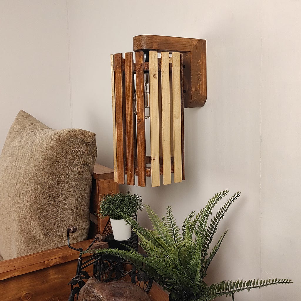 Hexa Brown Wooden Wall Light (BULB NOT INCLUDED)