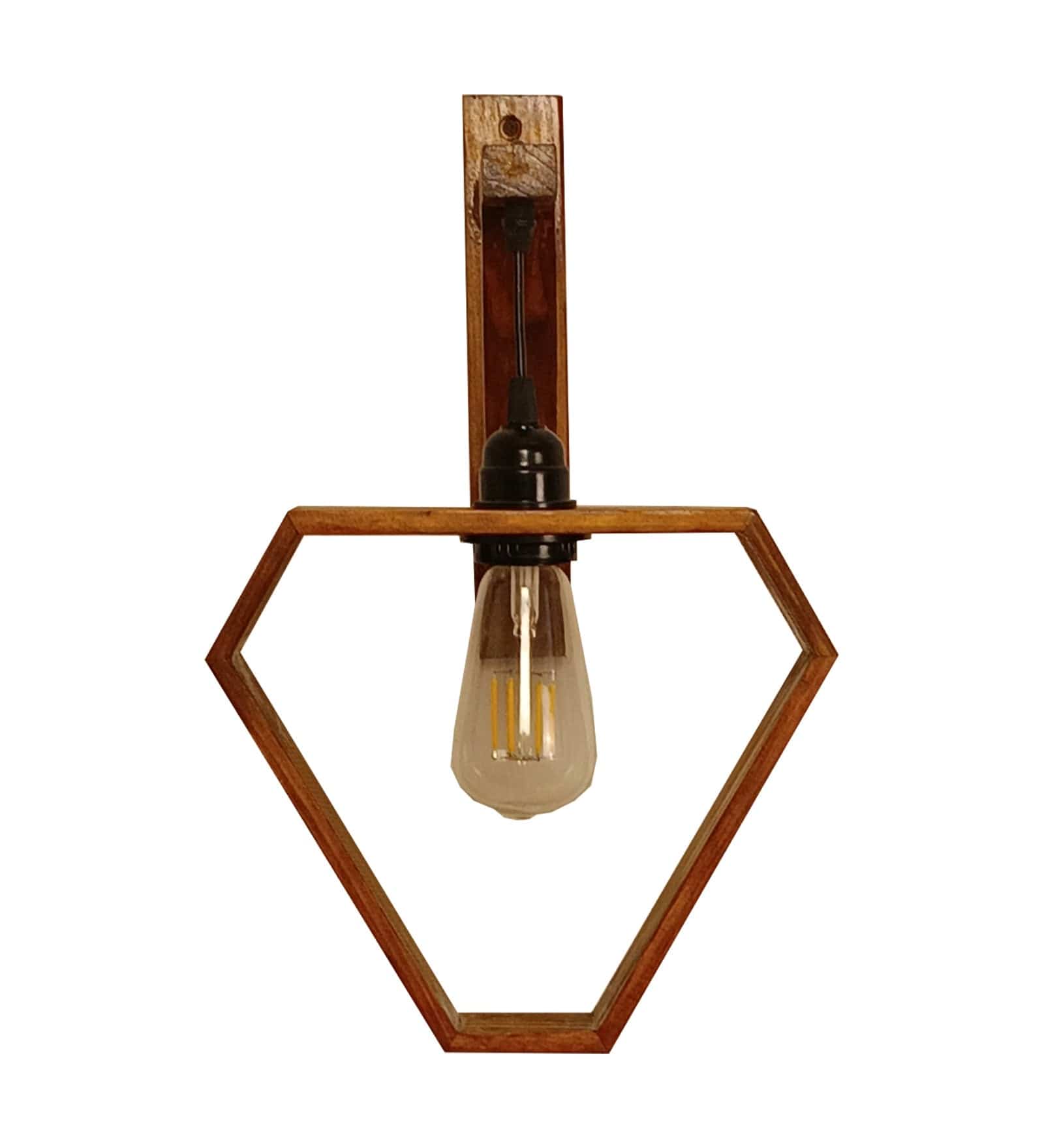 Hexad L Brown Wooden Wall Light (BULB NOT INCLUDED)
