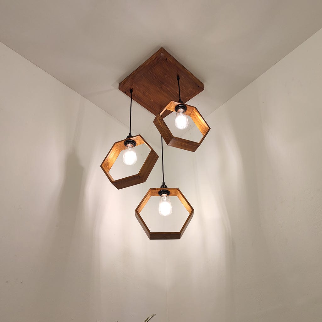 Hexagram Brown Cluster Hanging Lamp (BULB NOT INCLUDED)