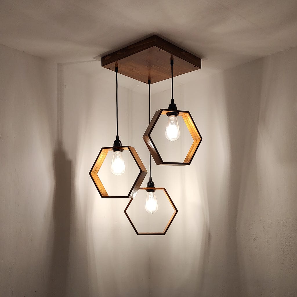 Hexagram Brown Cluster Hanging Lamp (BULB NOT INCLUDED)