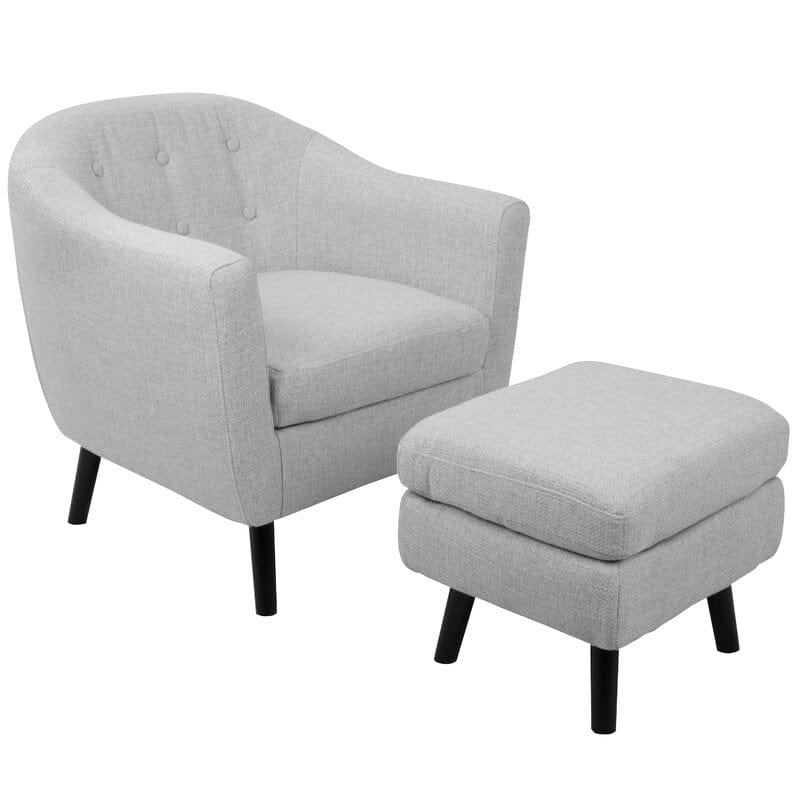 Hiltonia Wide Tufted Barrel Chair and Ottoman