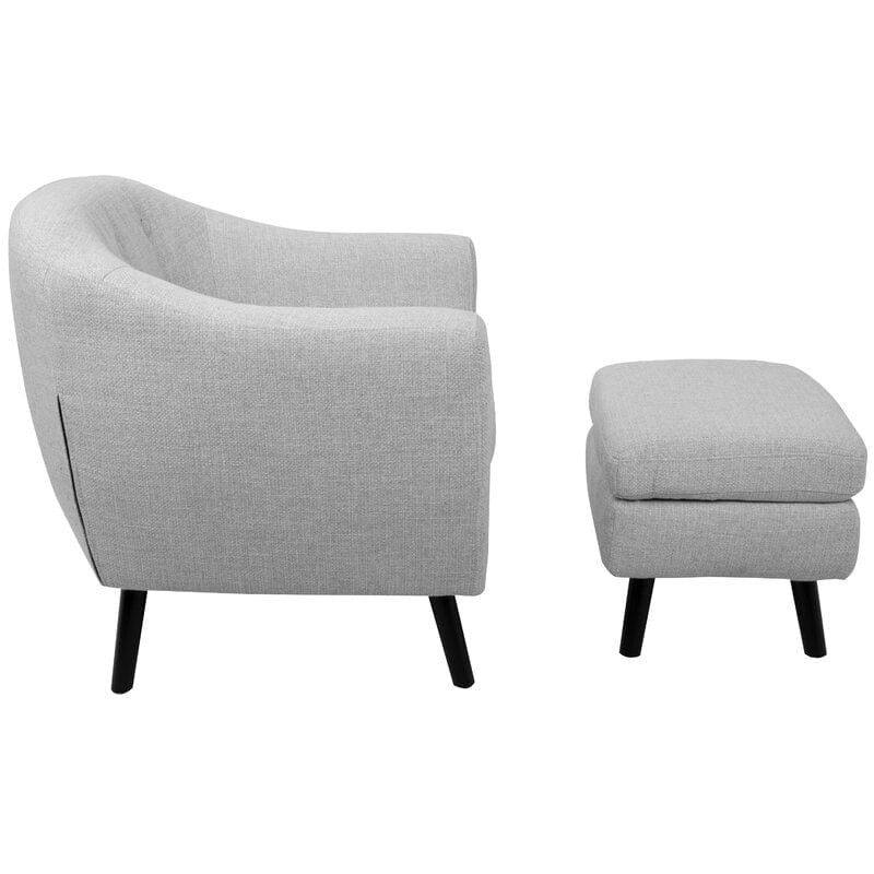 Hiltonia Wide Tufted Barrel Chair and Ottoman