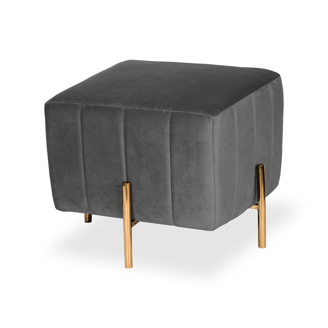 DOE BUCK SQUARE GOLD OTTOMAN STAINLESS STEEL IN GREY