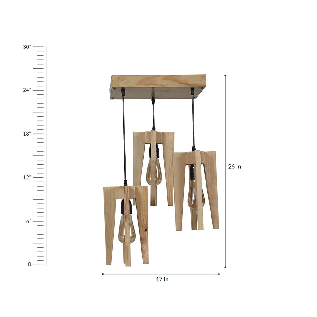 Jet Beige Wooden Cluster Hanging Lamp (BULB NOT INCLUDED)