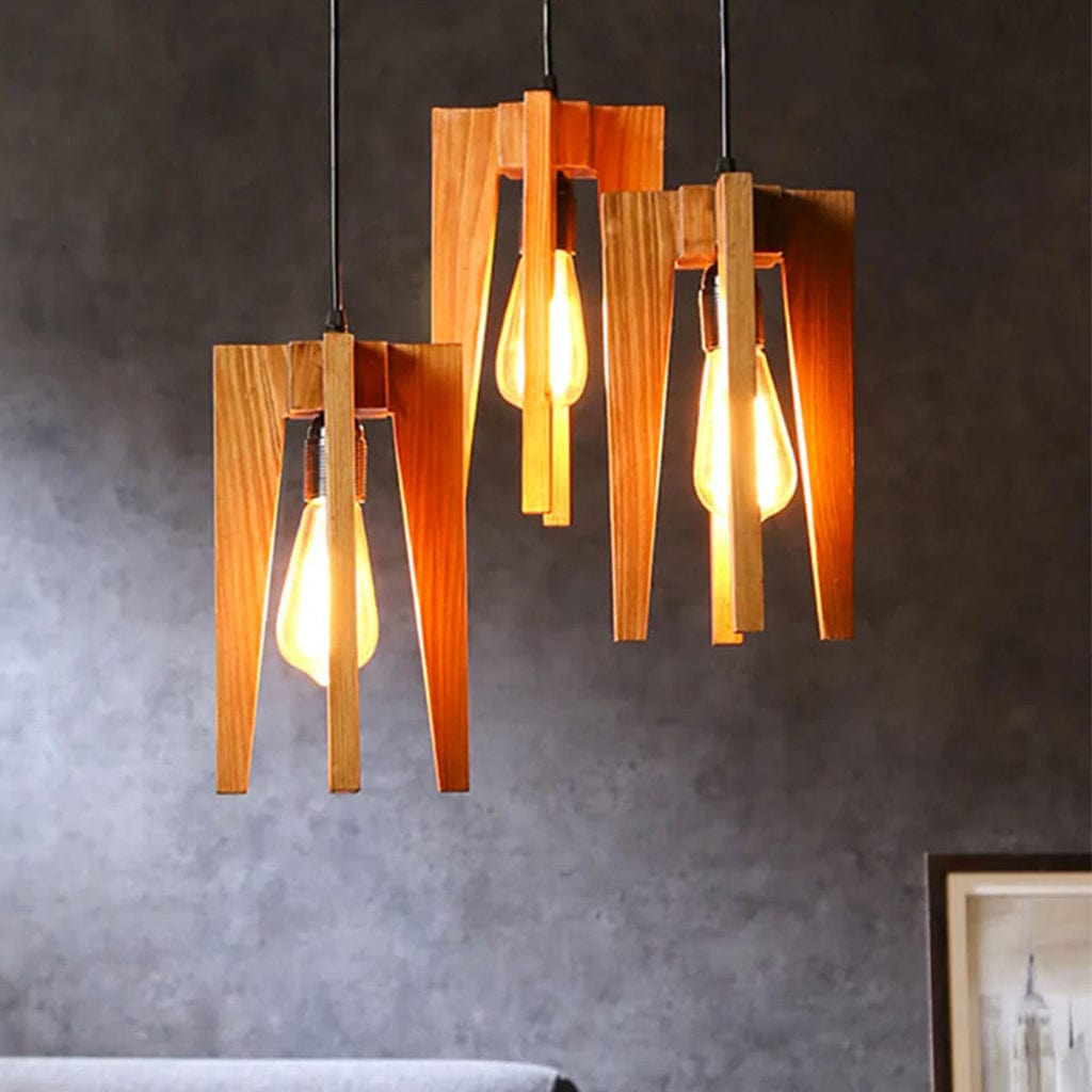 Jet Brown Wooden Cluster Hanging Lamp (BULB NOT INCLUDED)