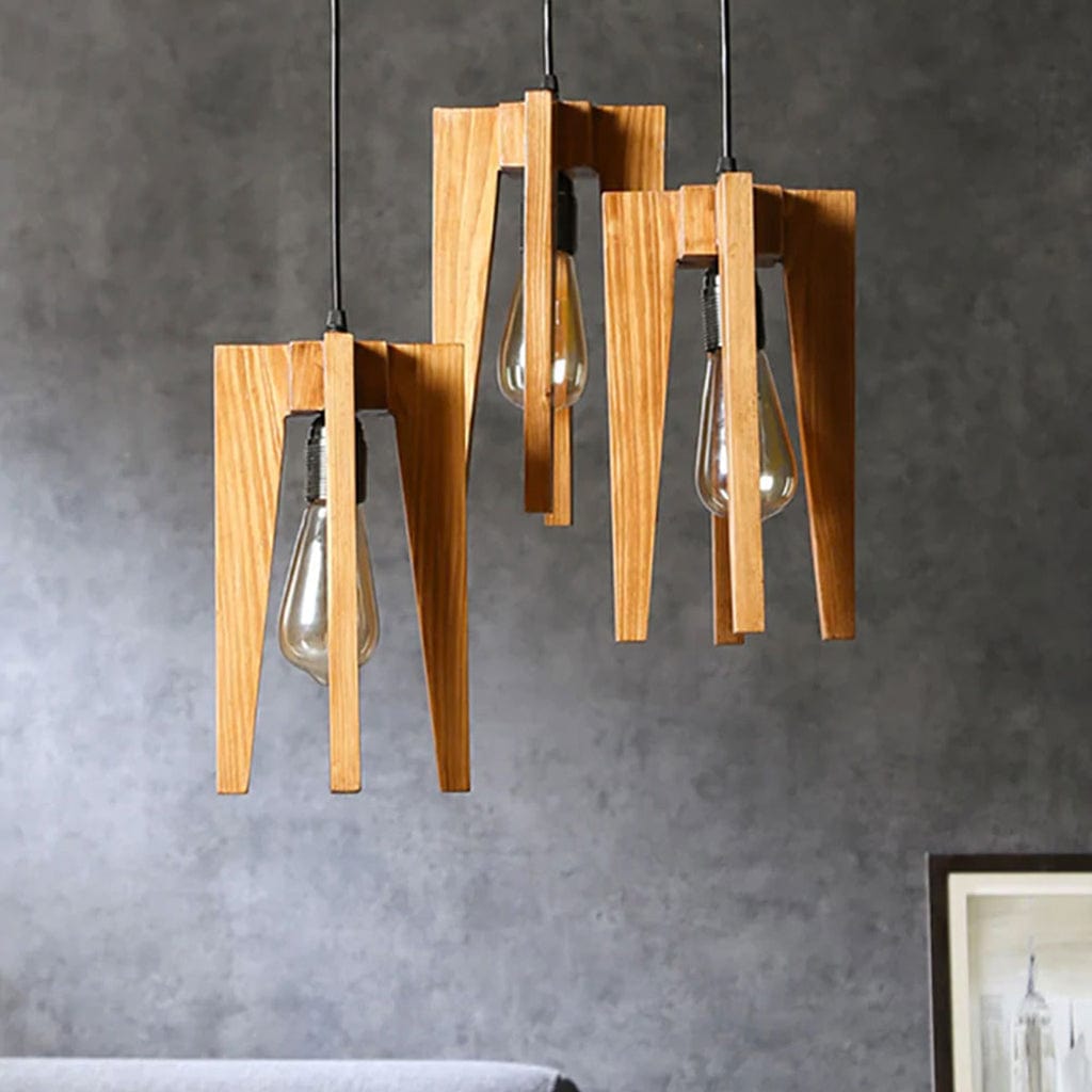 Jet Brown Wooden Cluster Hanging Lamp (BULB NOT INCLUDED)