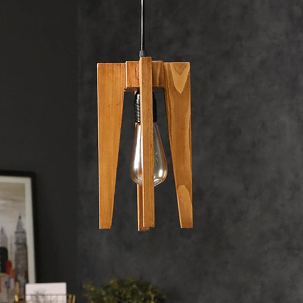 Jet Beige Wooden Single Hanging Lamp (BULB NOT INCLUDED)