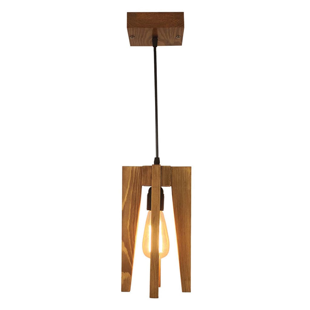 Jet Beige Wooden Single Hanging Lamp (BULB NOT INCLUDED)