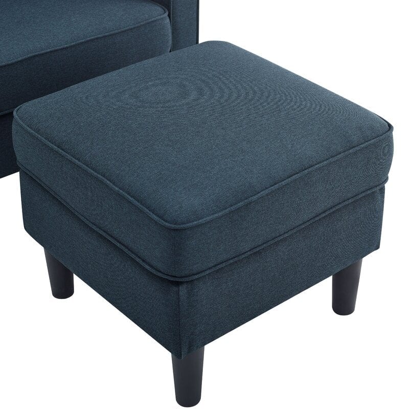 Wide Tufted Armchair and Ottoman