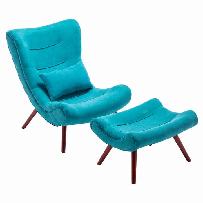 Kintze Wide Chenille Lounge Chair and Ottoman