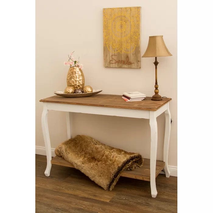 wooden Console Table, Brown and White
