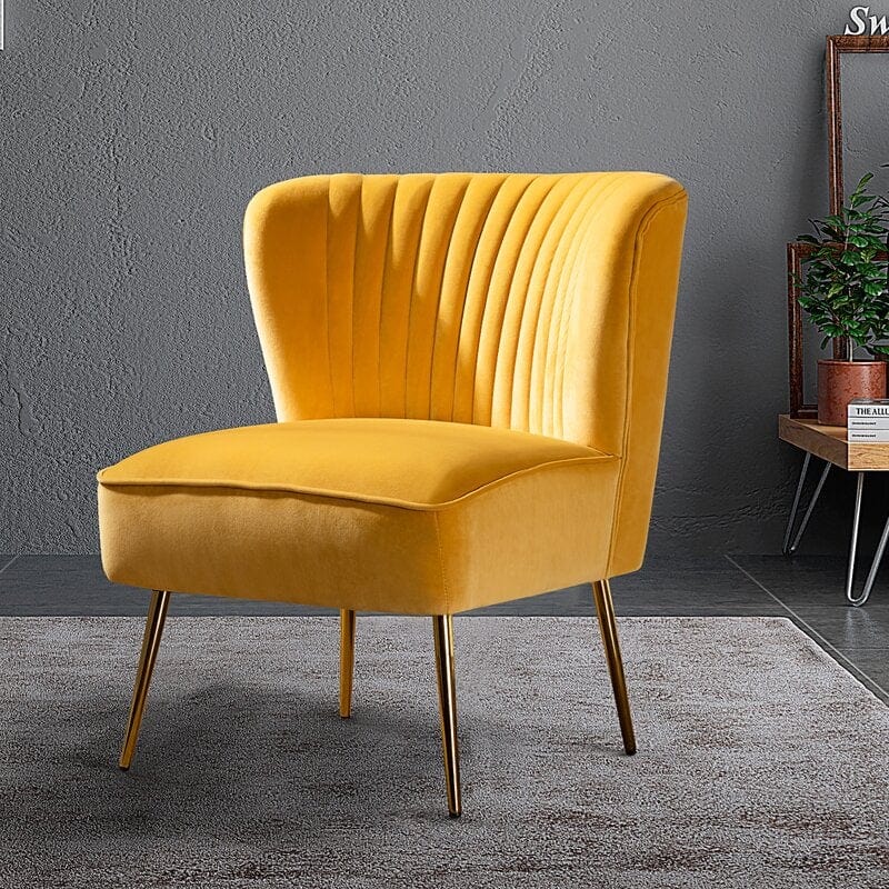 Wide Tufted Velvet Side Chair Living Room Furniture