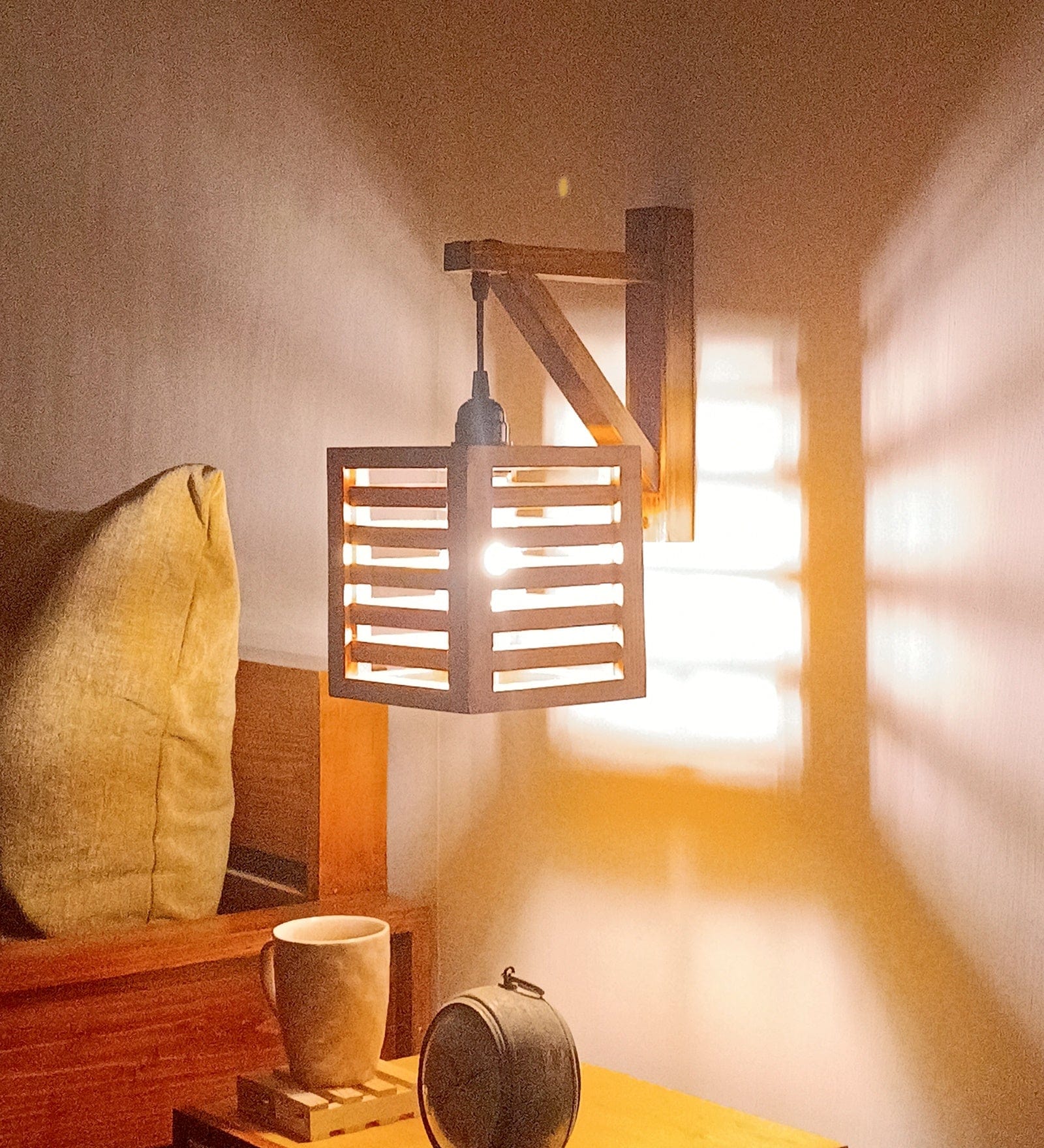 Lyon L Brown Wooden Wall Light (BULB NOT INCLUDED)