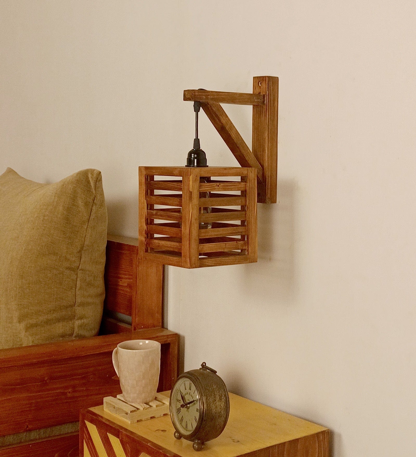 Lyon L Brown Wooden Wall Light (BULB NOT INCLUDED)