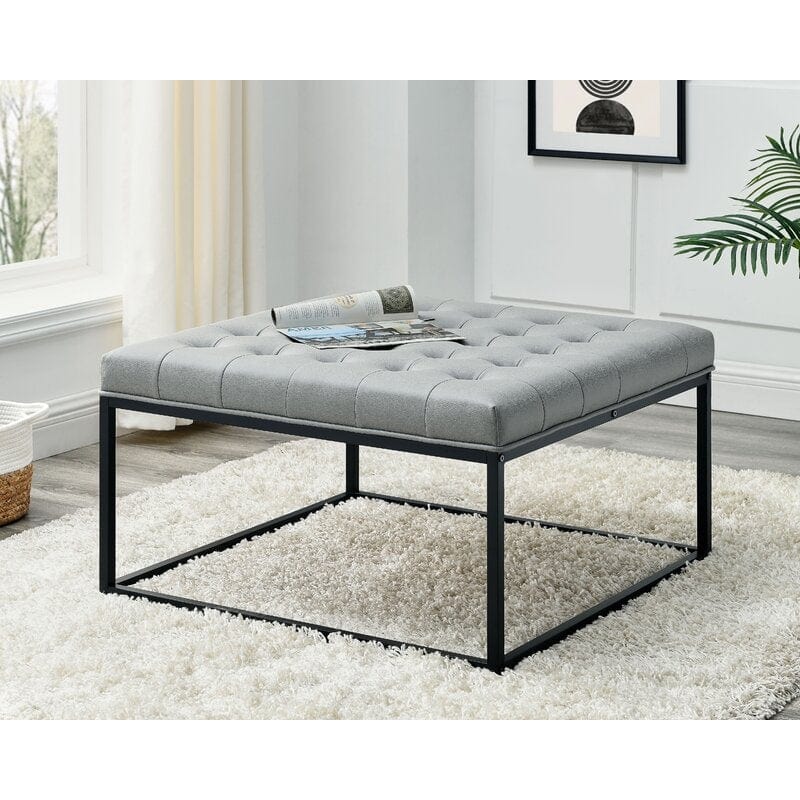 Buy Coffee Table Online - Living Room Coffee Table Wide Faux Leather Tufted Square Cocktail Table, Large Bench
