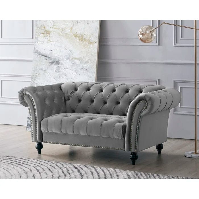 Mayfair Grey 2 Seater Chesterfield Sofa
