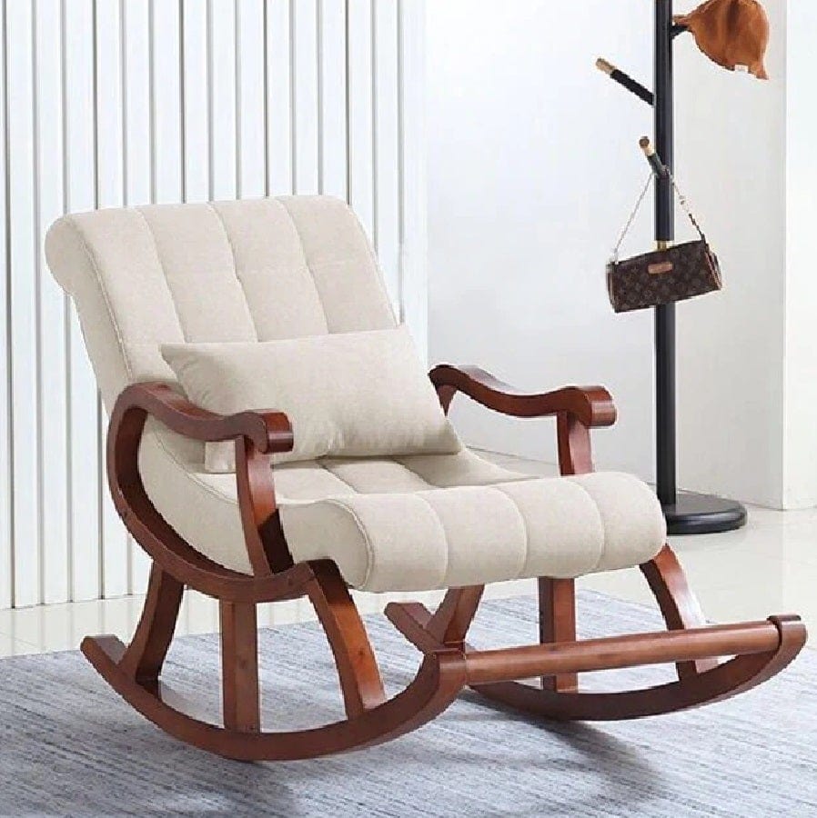 Wooden Rocking Chairs - Warren Tufted Rocking Chair - White