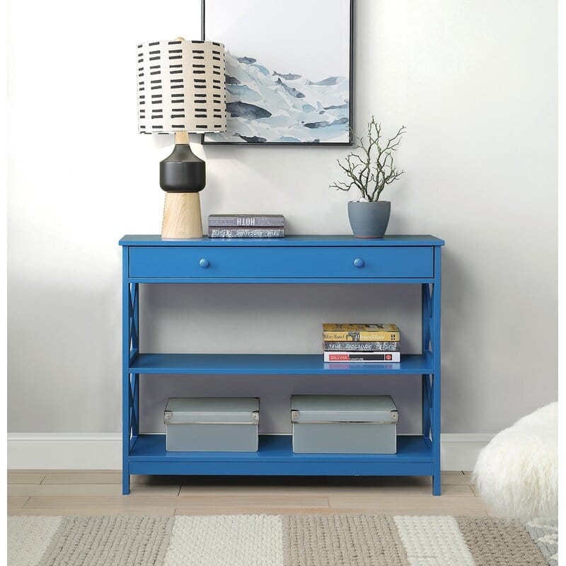 Rectangular Shape Wooden Console Table with Drawer