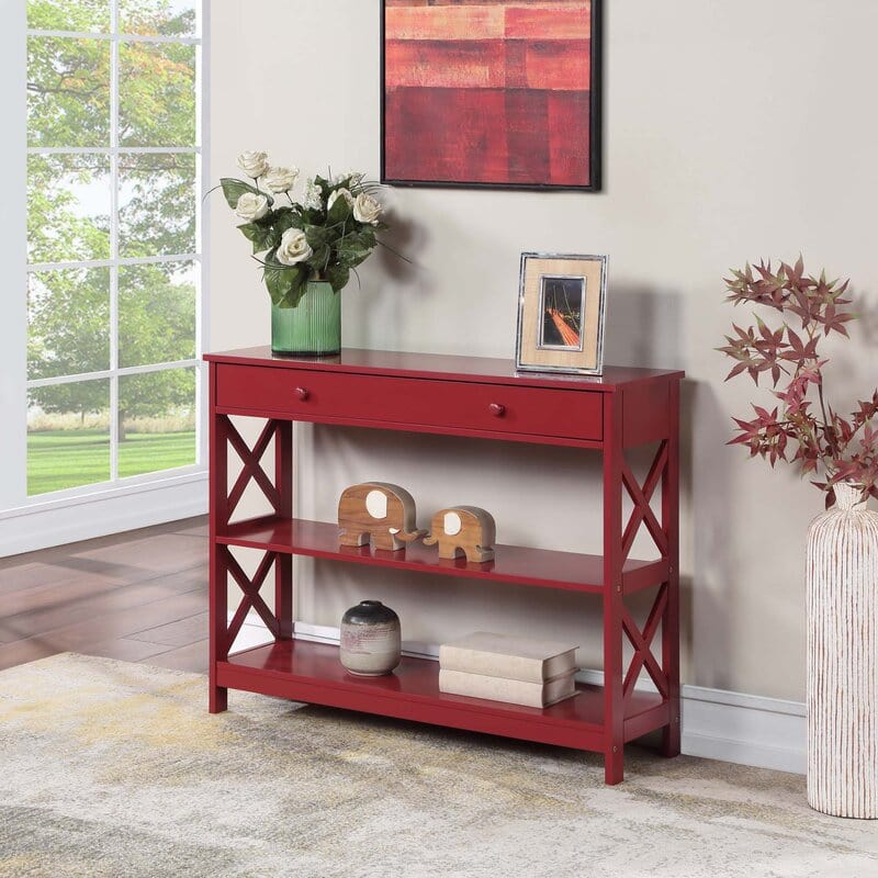 Rectangular Shape Wooden Console Table with Drawer