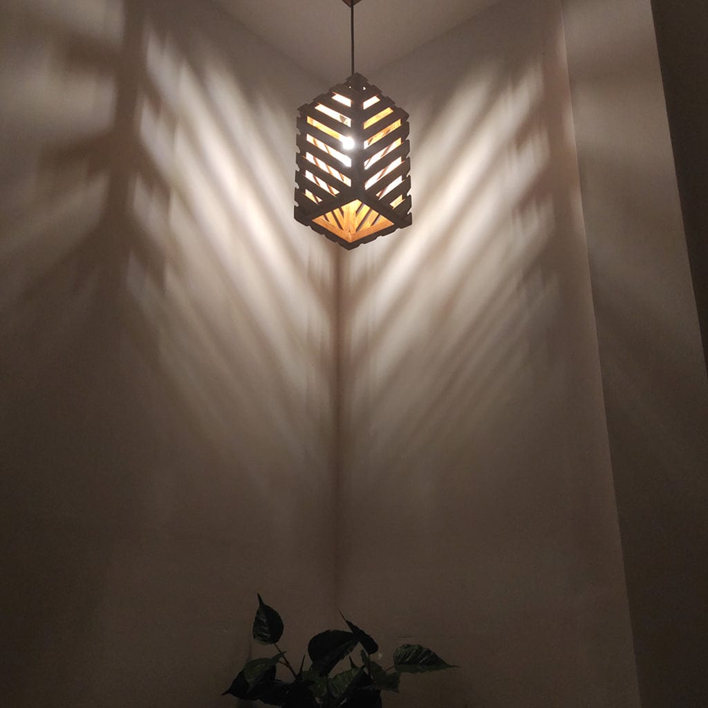 Oblique Brown Wooden Single Hanging Lamp