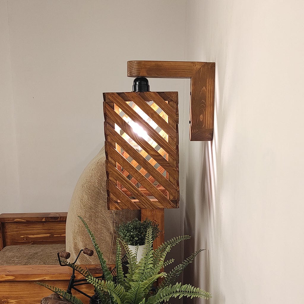 Oblique Brown Wooden Wall Light (BULB NOT INCLUDED)