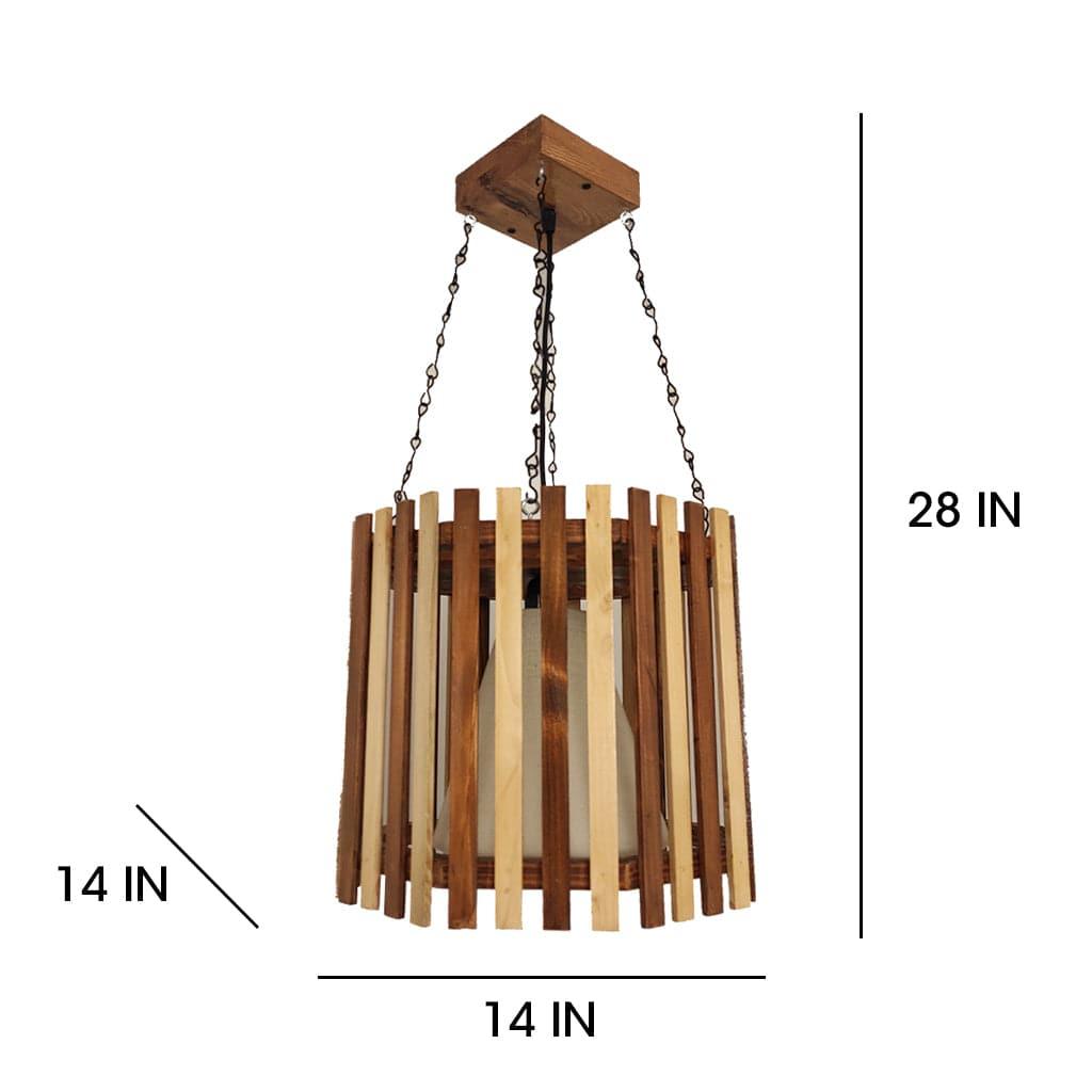 Octa Beige & Brown Wooden Single Hanging Lamp - Ouch Cart 