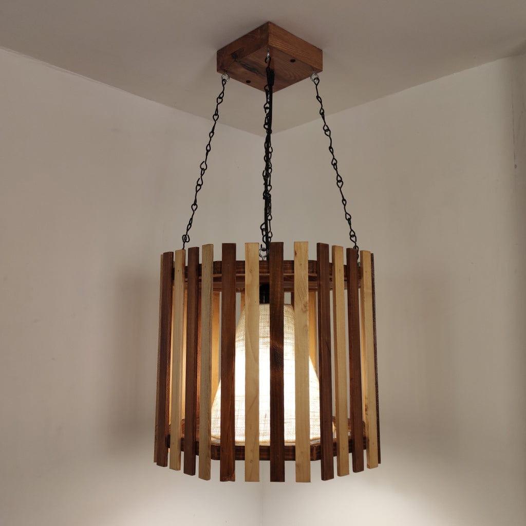 Octa Beige & Brown Wooden Single Hanging Lamp - Ouch Cart 