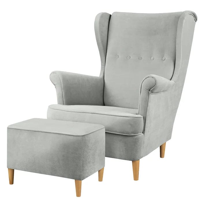 Mallmon wing chair with footstool