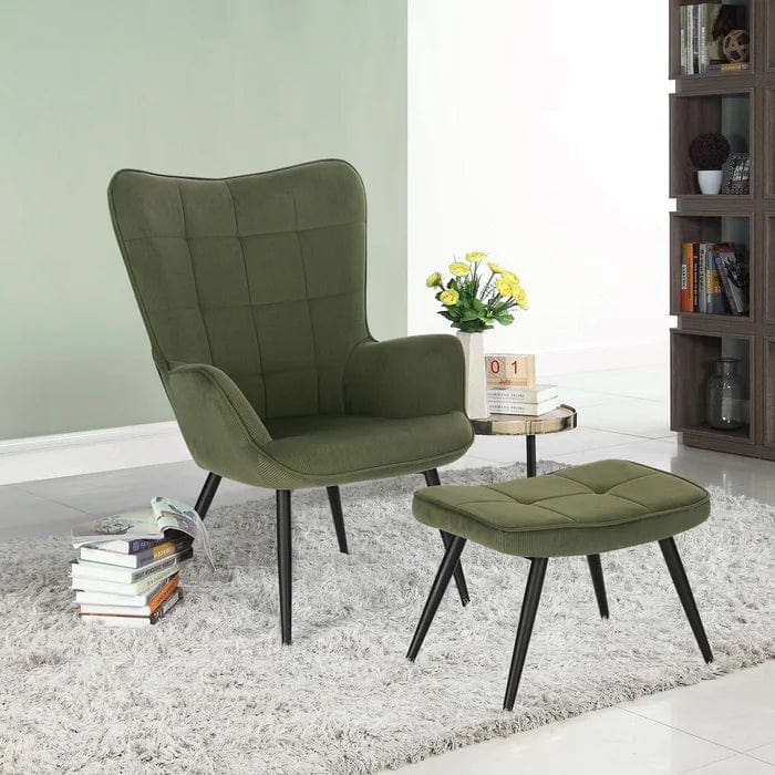 Penzance wing chair with footstool
