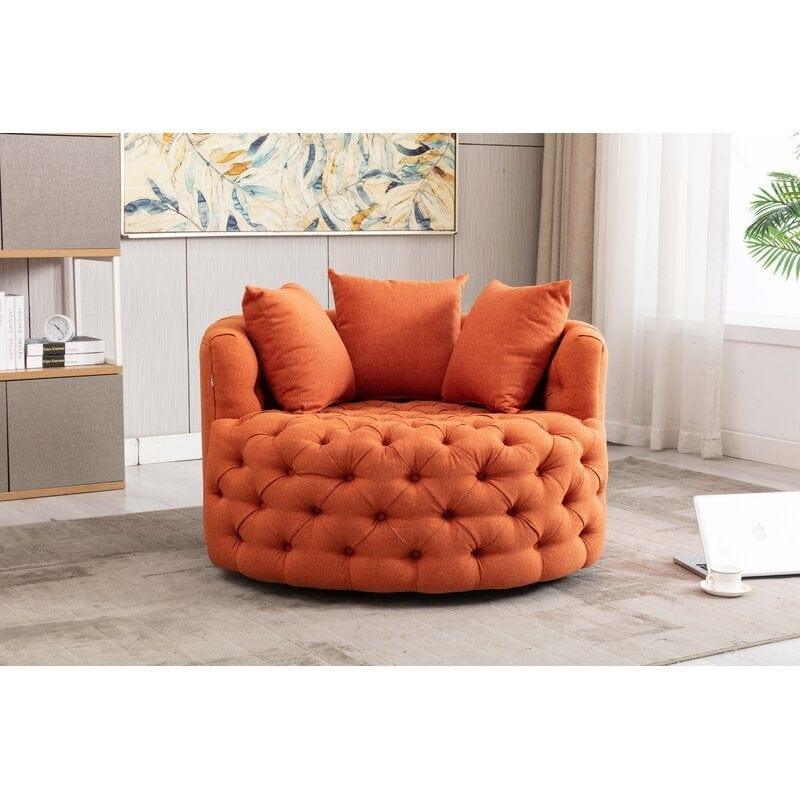 Wide Tufted Barrel chair Tufted Arm Chair - Main Image