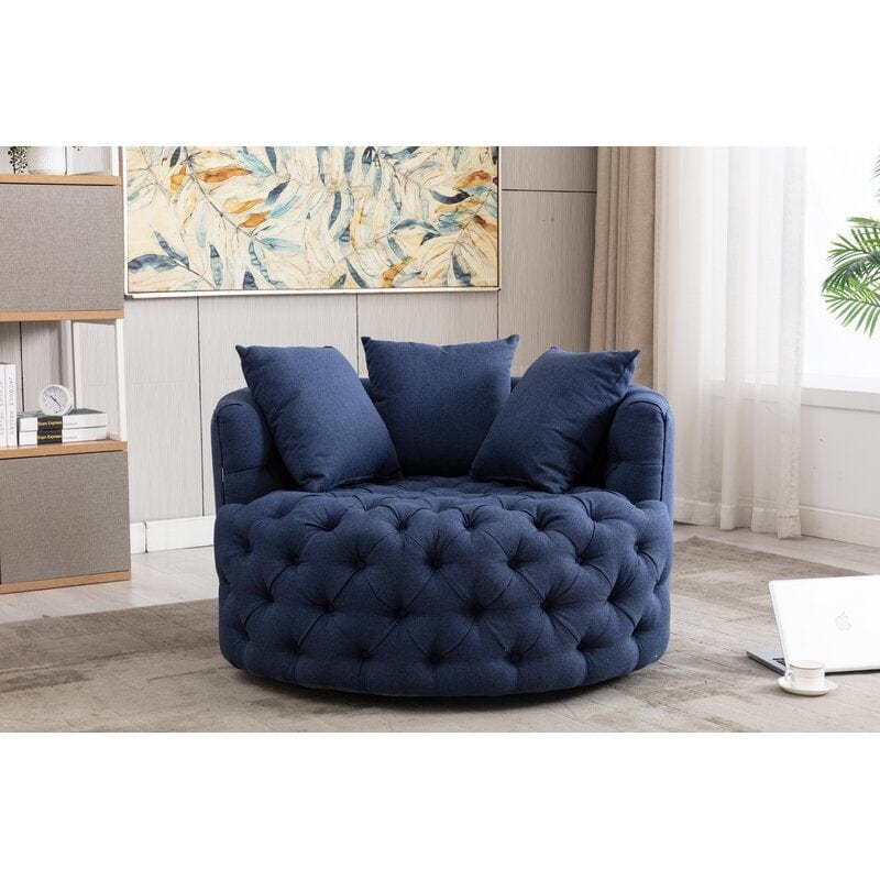 Wide Tufted  Barrel chair Tufted Arm Chair