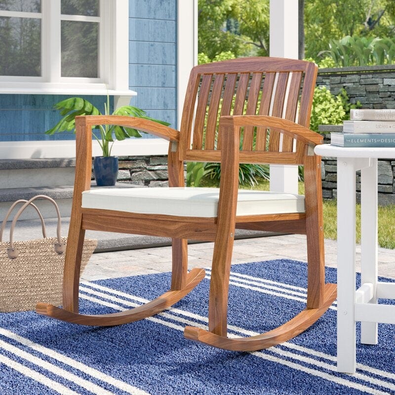 Outdoor Broadfoot Rocking Solid Wood Chair with Cushions