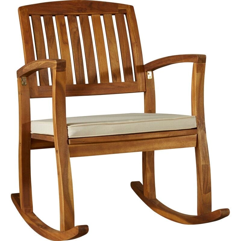 Outdoor Broadfoot Rocking Solid Wood Chair with Cushions