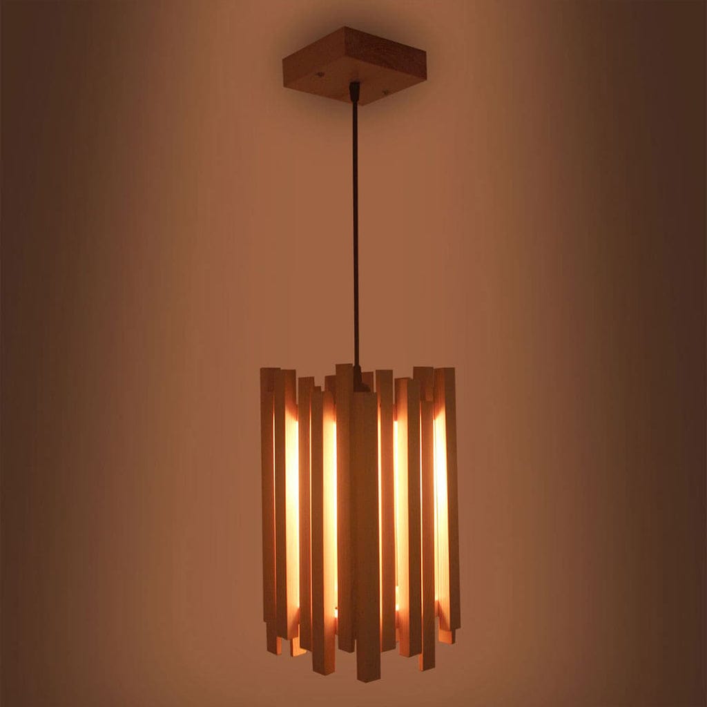 Palisade Beige Wooden Single Hanging Lamp (BULB NOT INCLUDED)
