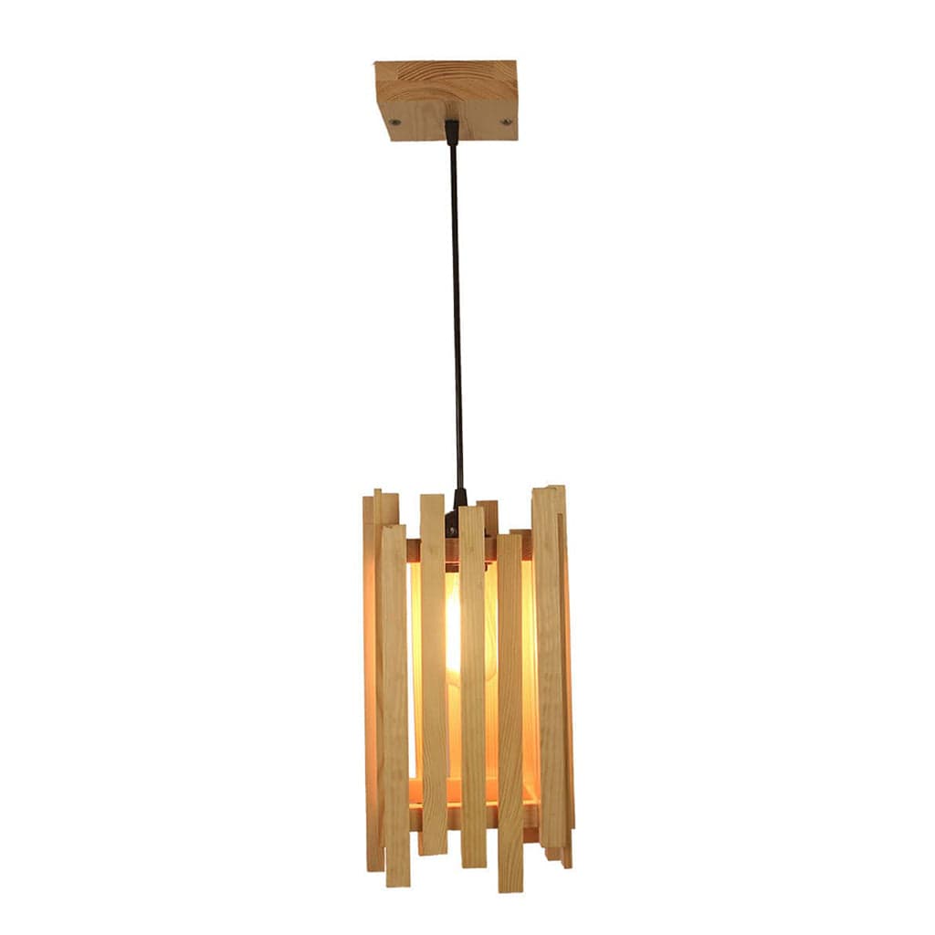Palisade Beige Wooden Single Hanging Lamp (BULB NOT INCLUDED)