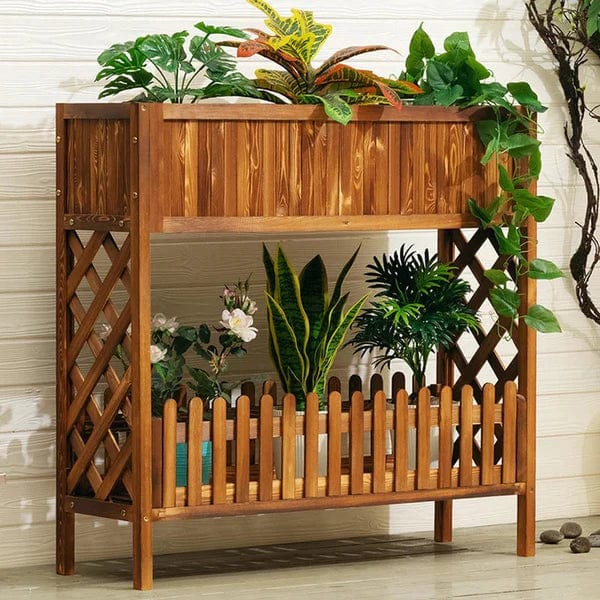 Plant Stand: Rectangular Multi-Tiered Bamboo Plant Stand