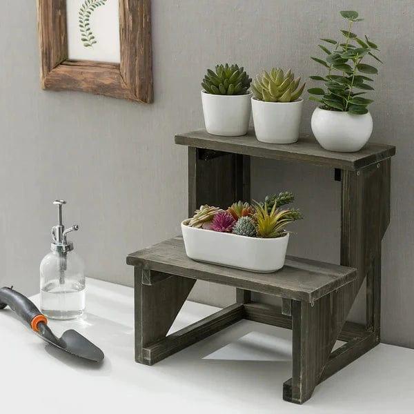 Plant Stand: Solid Wood 2 shelves Plant Stand - Ouch Cart 