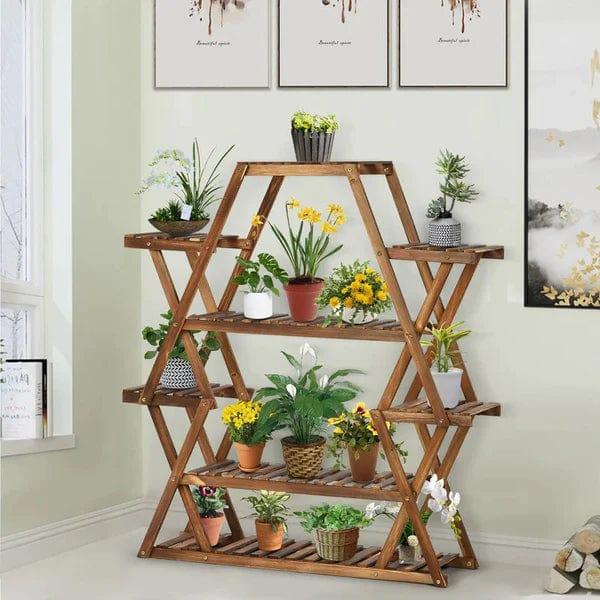plant etagere indoor Plant Stand: Wood Square Etagere Plant Stand